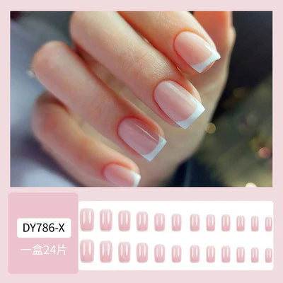 Pink French 24Pcs Nails Set