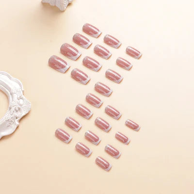 Glitter French 24Pcs Nails Set