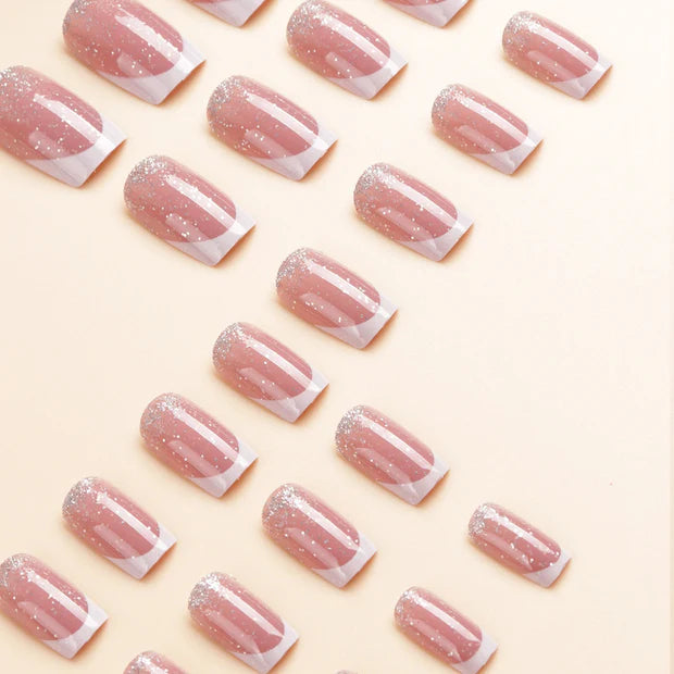 Glitter French 24Pcs Nails Set