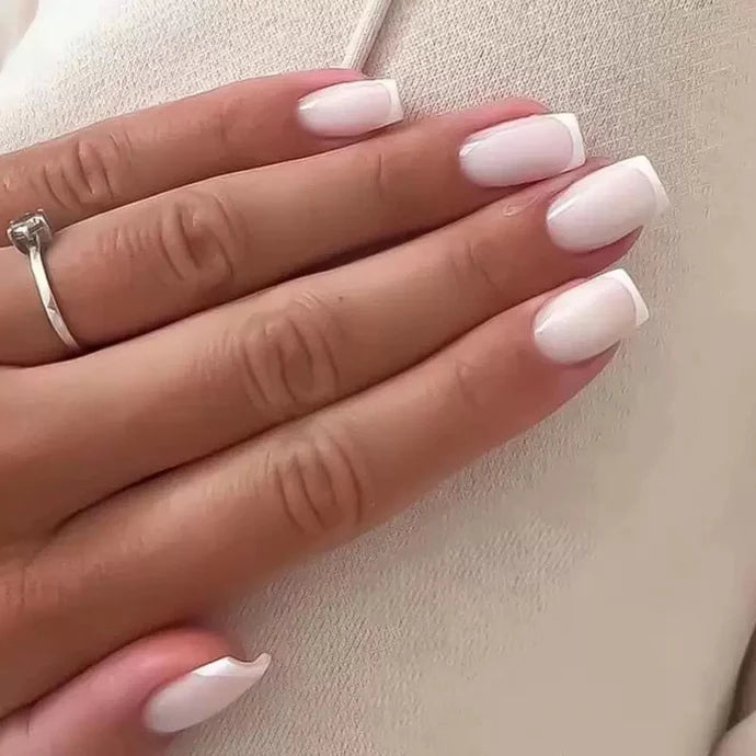 Pink French 24Pcs Nails Set