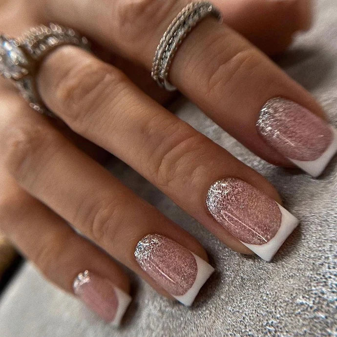 Glitter French 24Pcs Nails Set