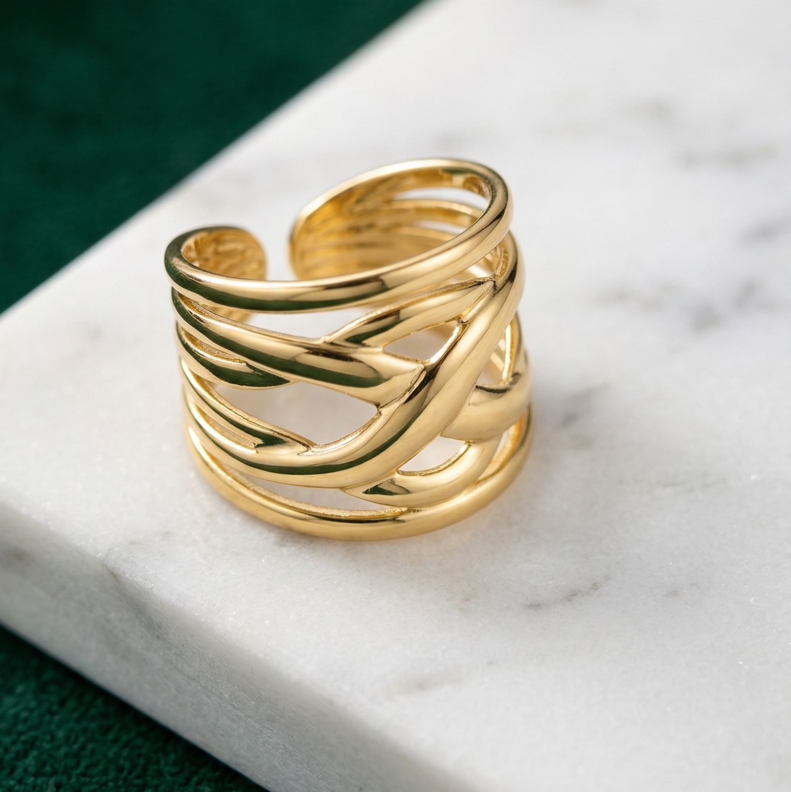 Gold Abstract Cuff Adjustable Ring