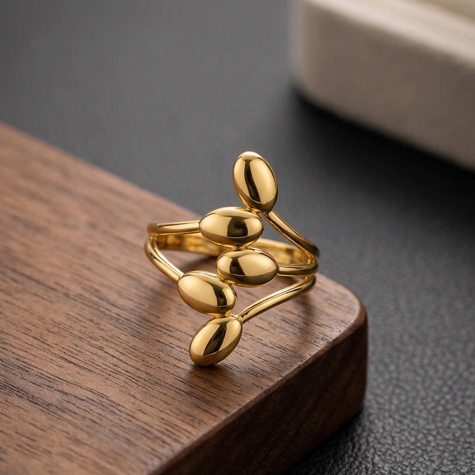 Gold Orb Cluster Adjustable Ring