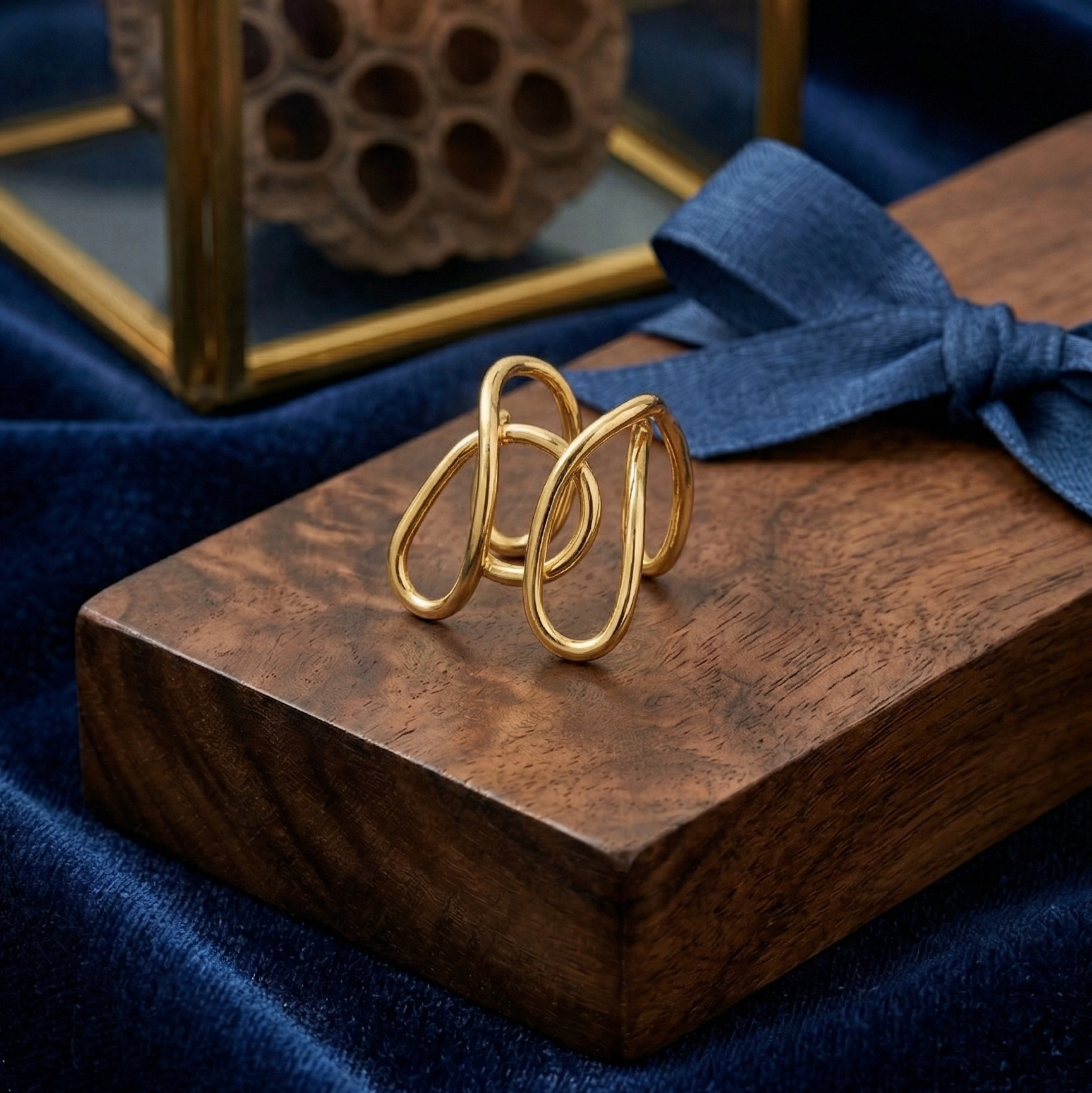 Gold Abstract Loop Adjustable Ring