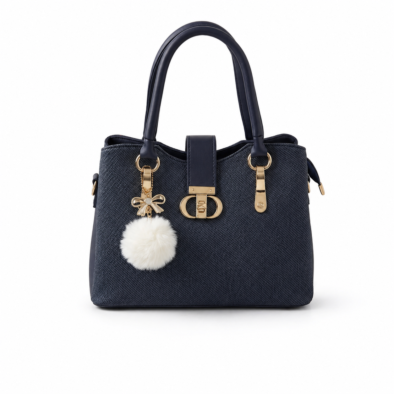 Navy Charm Tote Handbag